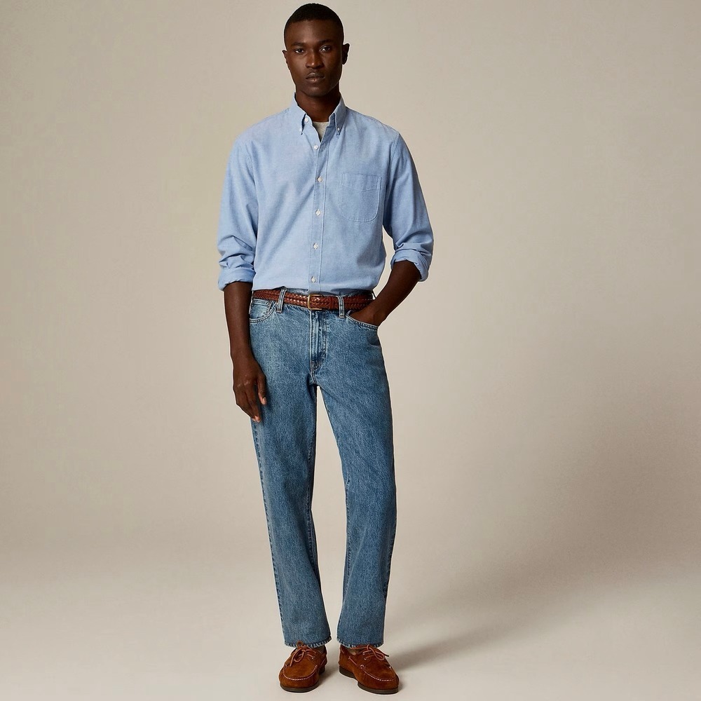 NWT!! J. CREW Broken-In Organic Cotton Oxford Shirt Buttondown Raincoat Blue XS - Picture 6 of 16
